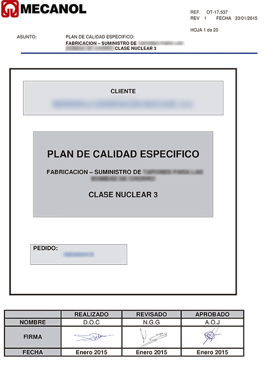 Plan de Calidad Especifico Clase Nuclear 3