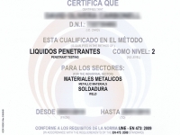 Certificación AEND Liquidos Penetrantes