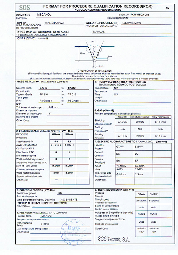 Procedure Qualification Records (PQR)